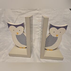 Primitives‎ By Kathy Owl Themed Wooden Bookends Shelf Decor Set Of 2 Gently Used